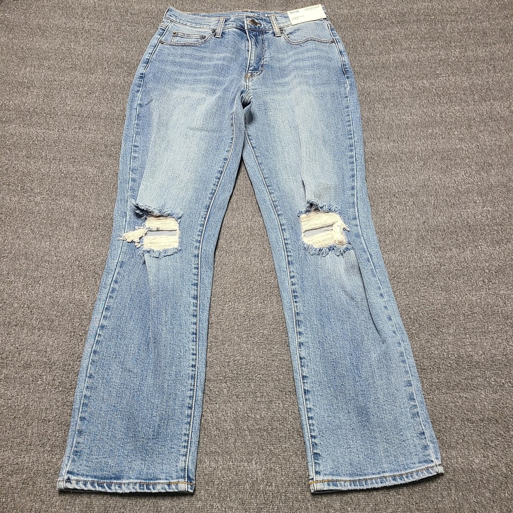Arizona Jeans Mens‎ 30x30 Blue Distressed Loose Fit Straight Leg Denim Pants